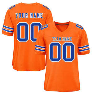 Custom Orange Royal-White Classic Style Mesh Authentic Football Jersey