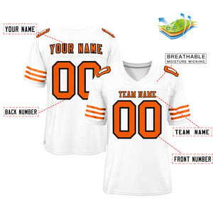 Custom White Orange-Navy Classic Style Mesh Authentic Football Jersey