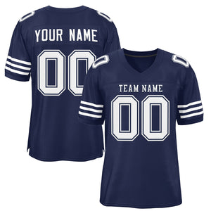 Custom Navy White-White Classic Style Mesh Authentic Football Jersey