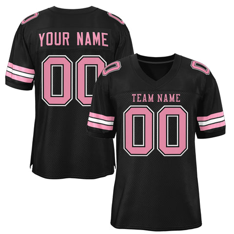 Custom  Black Pink-White Classic Style Mesh Authentic Football Jersey