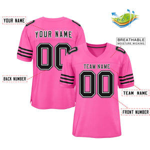 Custom Pink Black Classic Style Mesh Authentic Football Jersey