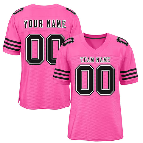 Custom Pink Black Classic Style Mesh Authentic Football Jersey