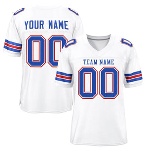 Custom White Royal-Red Classic Style Mesh Authentic Football Jersey