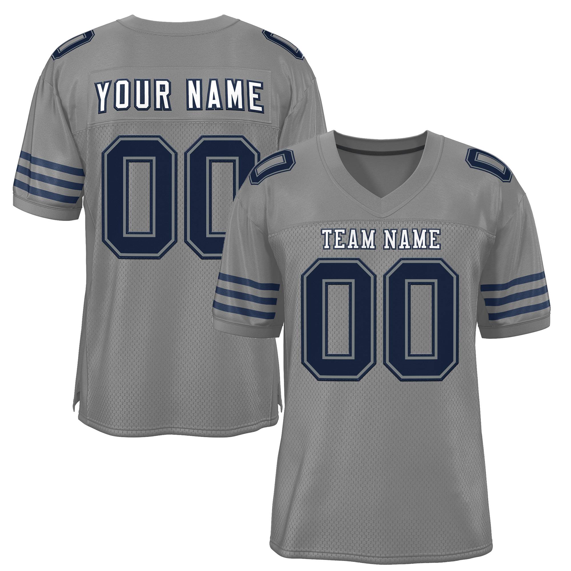 Custom Gray Navy Classic Style Mesh Authentic Football Jersey