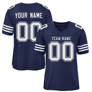 Custom Navy White Classic Style Mesh Authentic Football Jersey