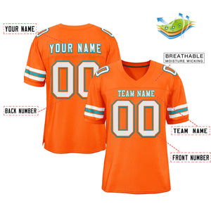 Custom Orange White-Aqua Classic Style Mesh Authentic Football Jersey