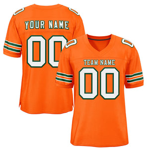 Custom Orange White-Green Classic Style Mesh Authentic Football Jersey