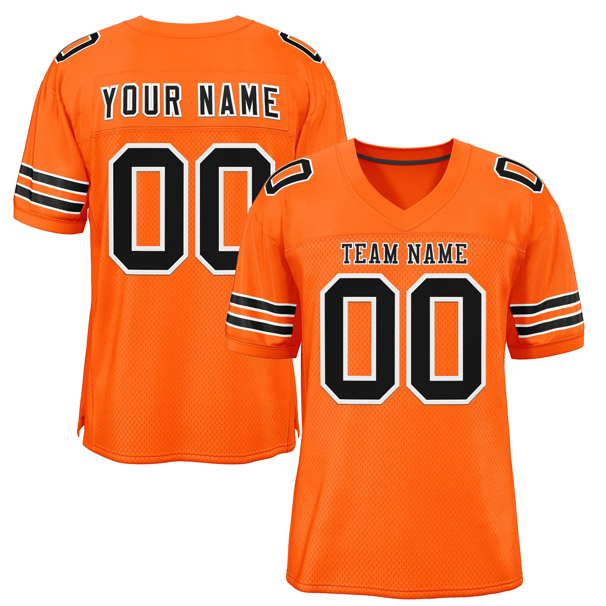 Custom Orange Black-White Classic Style Mesh Authentic Football Jersey