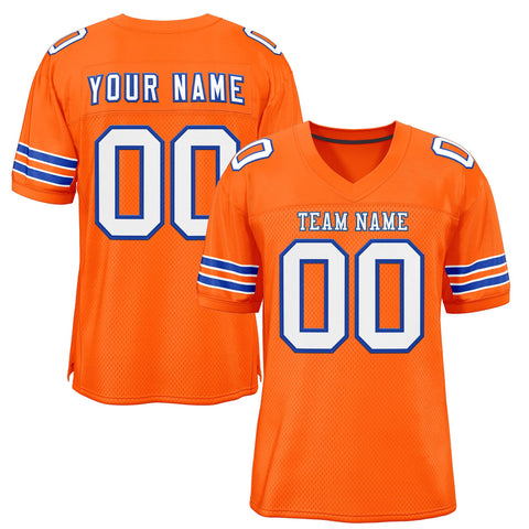 Custom Orange White-Panther Blue Classic Style Mesh Authentic Football Jersey