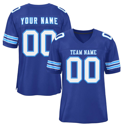 Custom Royal White-Powder Blue Classic Style Mesh Authentic Football Jersey