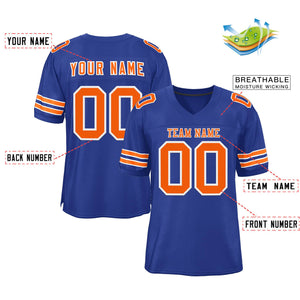 Custom Royal Orange-White Classic Style Mesh Authentic Football Jersey