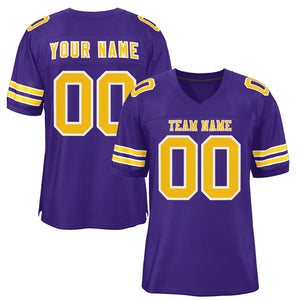 Custom Purple Gold-White Classic Style Mesh Authentic Football Jersey