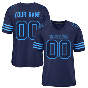 Custom Navy Blue Powder Blue Classic Style Mesh Authentic Football Jersey