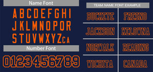 Custom Navy Blue Navy-Orange Classic Style Mesh Authentic Football Jersey