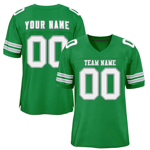 Custom Green White-Silver Classic Style Mesh Authentic Football Jersey