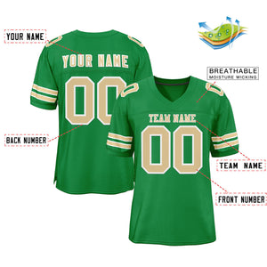 Custom Grass Green Gold-White Classic Style Mesh Authentic Football Jersey