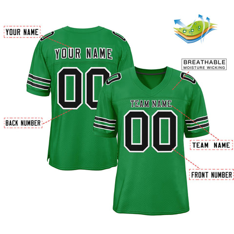 Custom Grass Green Black-White Classic Style Mesh Authentic Football Jersey