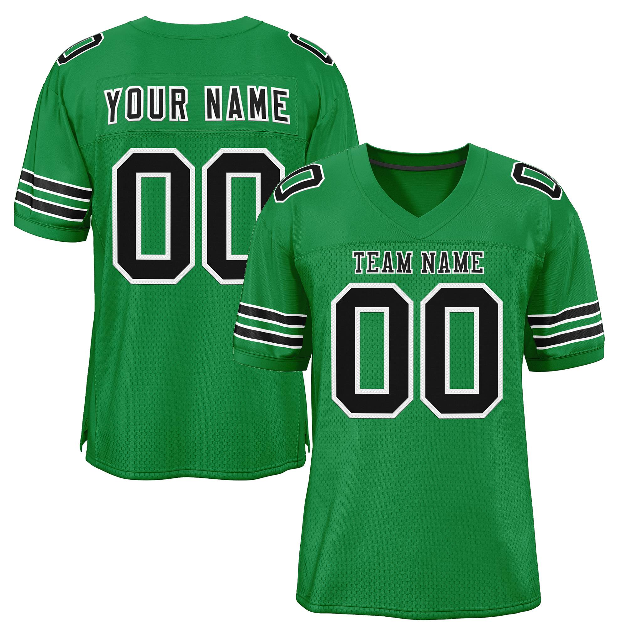 Custom Grass Green Black-White Classic Style Mesh Authentic Football Jersey