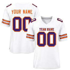 Custom White Orange-Purple Classic Style Mesh Authentic Football Jersey