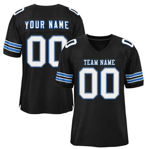 Custom Black White-Panther Blue Classic Style Mesh Authentic Football Jersey