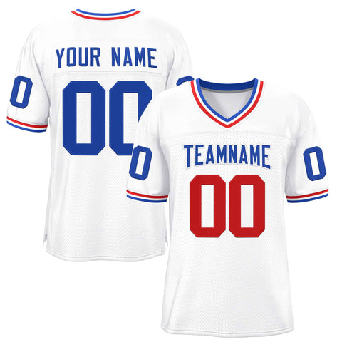 Custom White Royal-White Classic Style Authentic Football Jersey