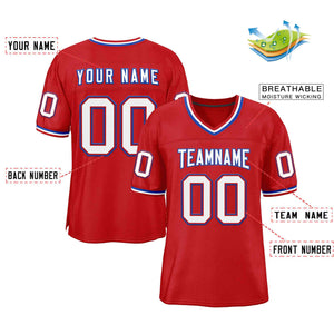 Custom Red White-Royal Classic Style Authentic Football Jersey