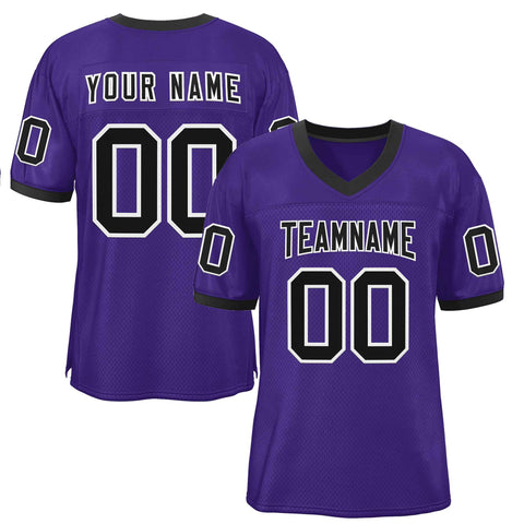 Custom Purple Black-White Classic Style Authentic Football Jersey