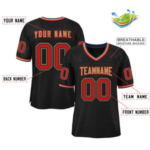 Custom Black Old Gold-Red Classic Style Authentic Football Jersey