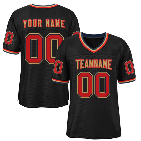 Custom Black Old Gold-Red Classic Style Authentic Football Jersey