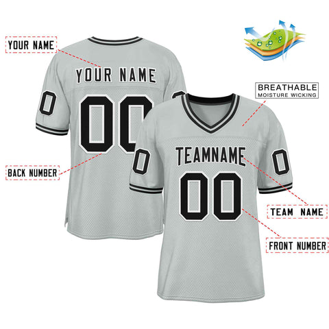 Custom Silver Black-White Classic Style Authentic Football Jersey