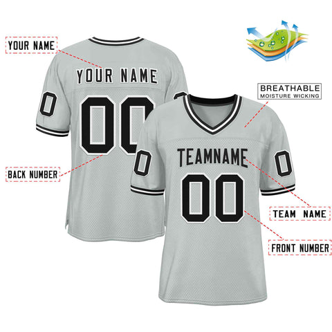 Custom Silver Black-Gray Classic Style Authentic Football Jersey
