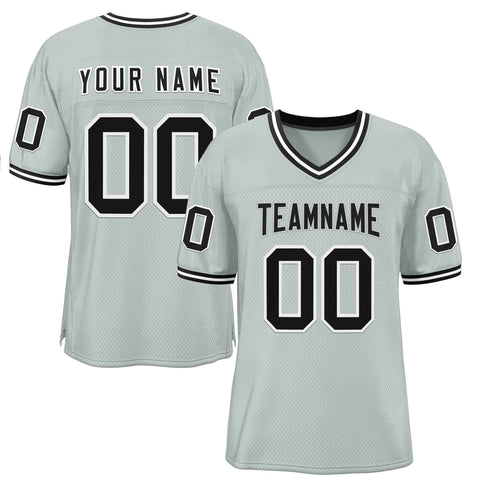 Custom Silver Black-Gray Classic Style Authentic Football Jersey