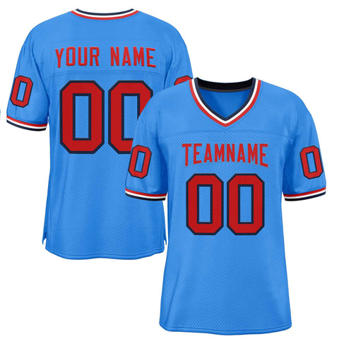 Custom Powder Blue Red-Powder Blue Classic Style Authentic Football Jersey