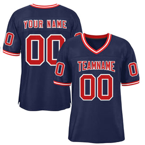 Custom Navy Red-White Classic Style Authentic Football Jersey