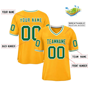 Custom Gold Kelly Green-White Classic Style Authentic Football Jersey