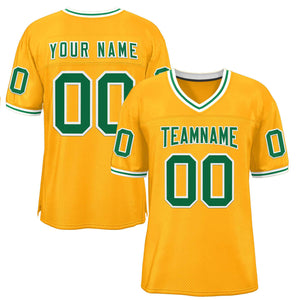 Custom Gold Kelly Green-White Classic Style Authentic Football Jersey