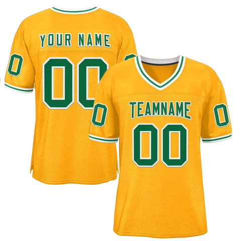 Custom Gold Kelly Green-White Classic Style Authentic Football Jersey