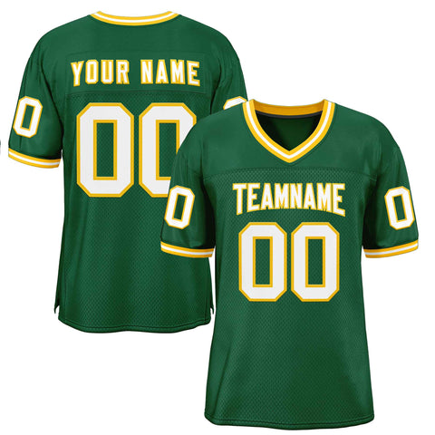 Custom Green White-Gold Classic Style Authentic Football Jersey
