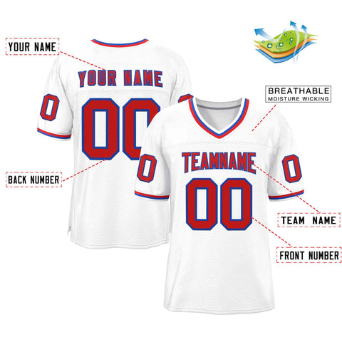 Custom White Red-Royal Classic Style Authentic Football Jersey