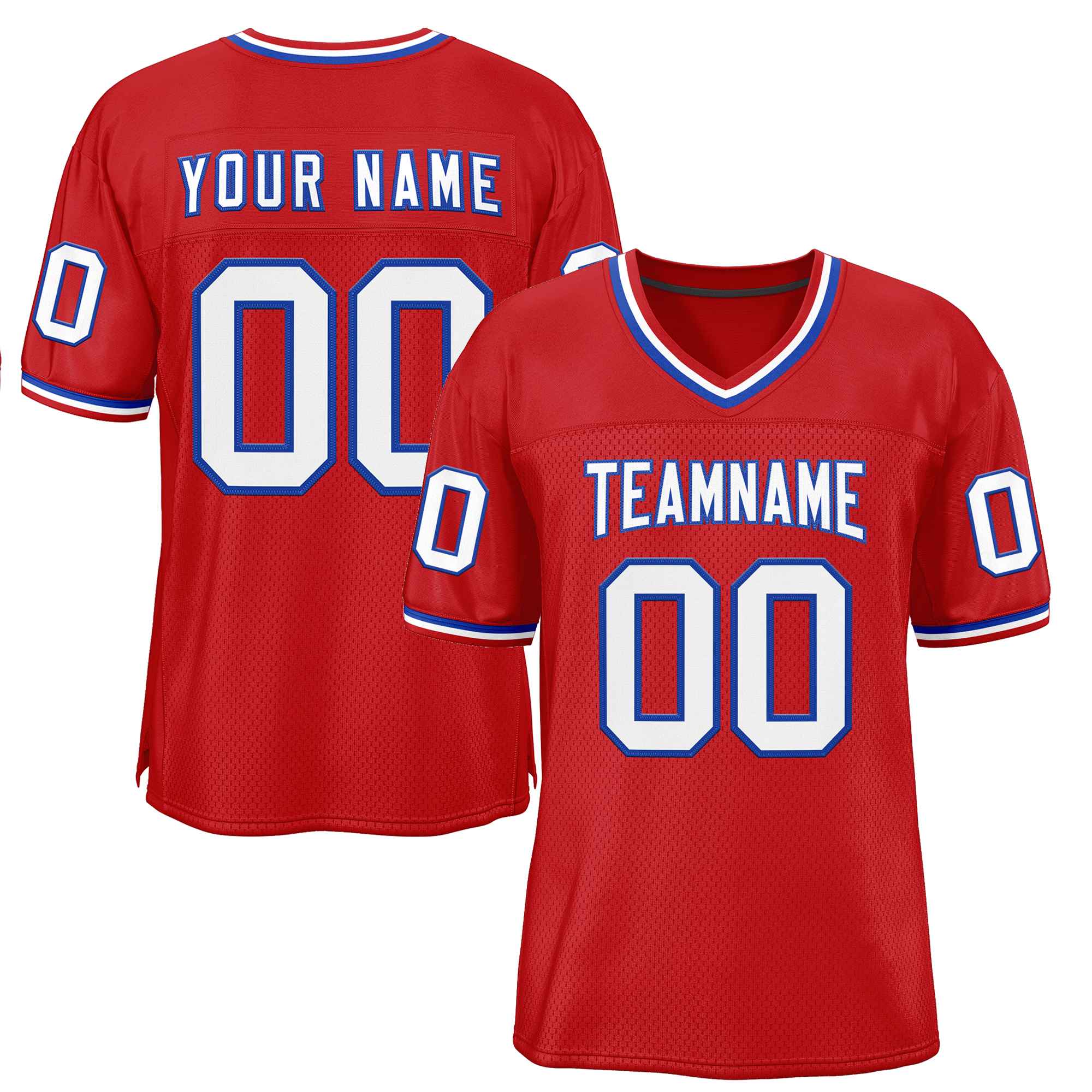 Custom Red White-Royal Classic Style Authentic Football Jersey