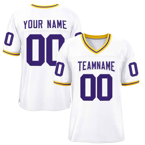 Custom White Purple-White Classic Style Authentic Football Jersey