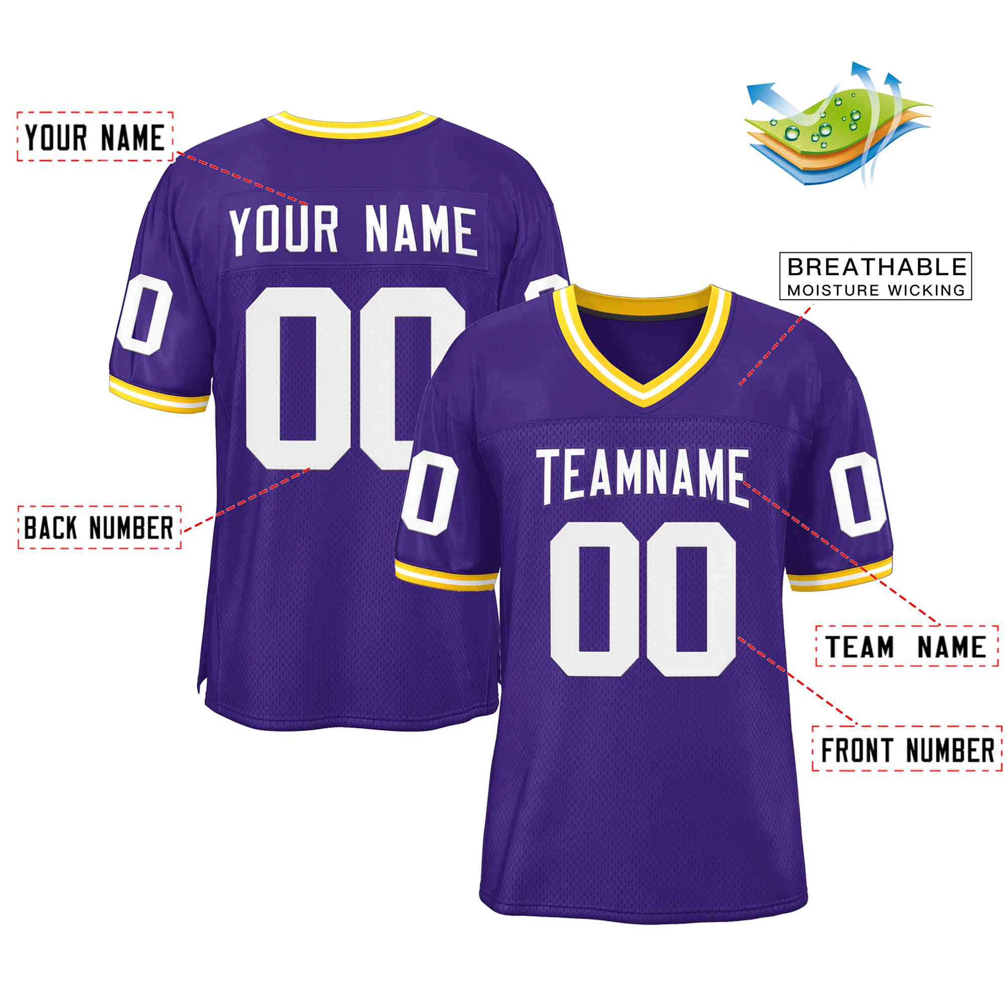 Custom Purple White-Purple Classic Style Authentic Football Jersey