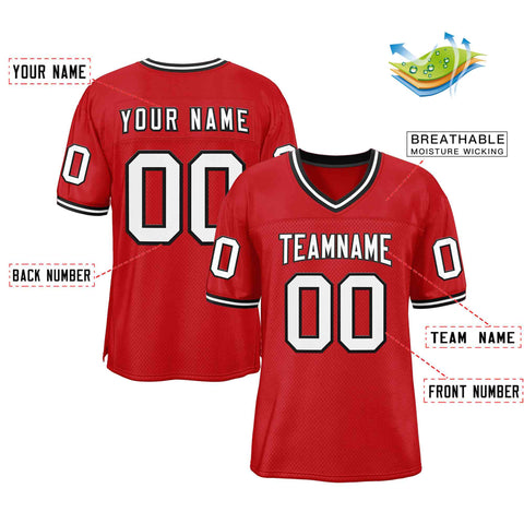 Custom Red White-Black Classic Style Authentic Football Jersey