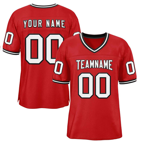 Custom Red White-Black Classic Style Authentic Football Jersey
