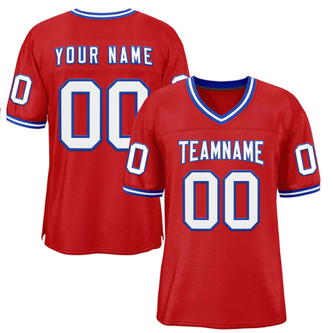 Custom Red White-Royal Classic Style Authentic Football Jersey