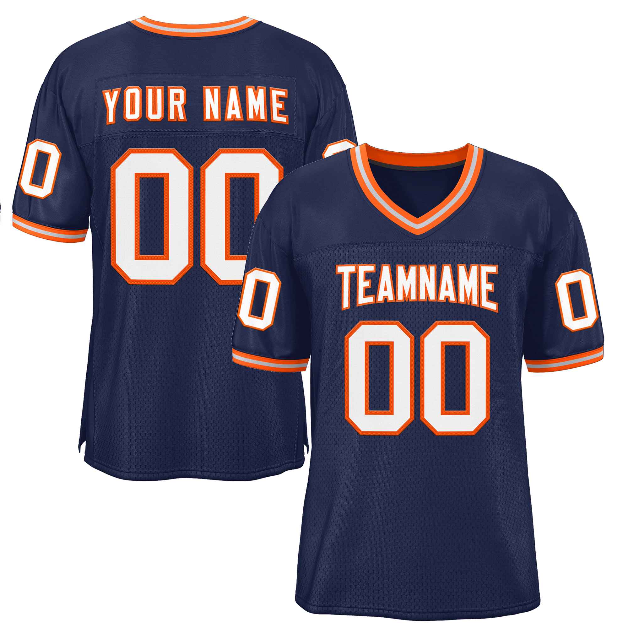 Custom Navy White-Orange Classic Style Authentic Football Jersey