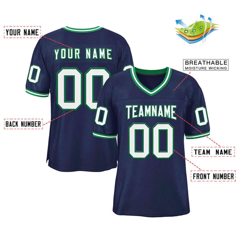 Custom Navy White-Kelly Green Classic Style Authentic Football Jersey