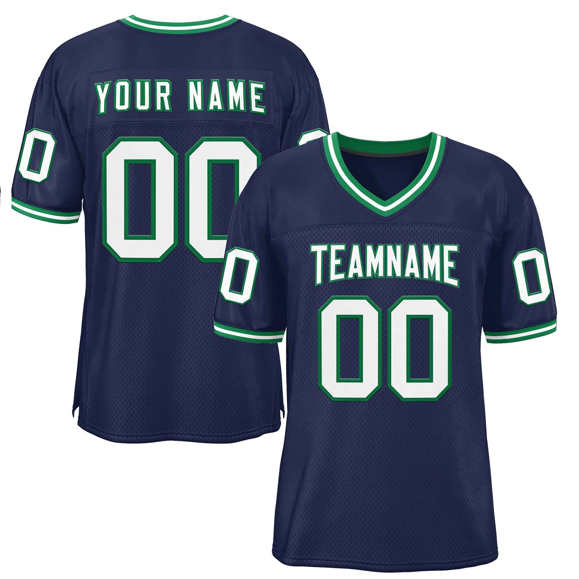 Custom Navy White-Kelly Green Classic Style Authentic Football Jersey