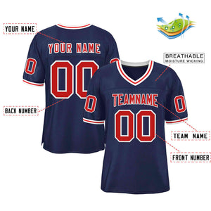 Custom Navy Red-White Classic Style Authentic Football Jersey