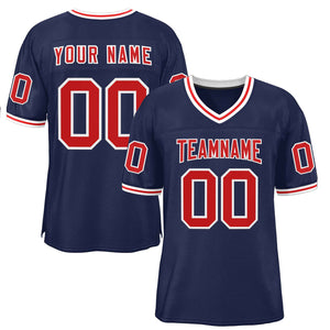 Custom Navy Red-White Classic Style Authentic Football Jersey